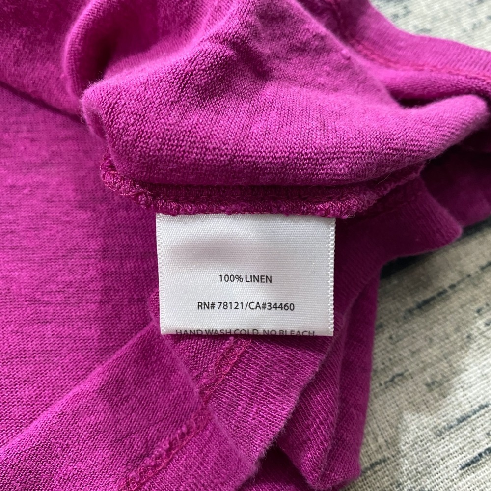 Eileen‎ Fisher Womens XL V-Neck 100% Linen Blouse Knit Oversized Ruby Pink - Picture 10 of 11
